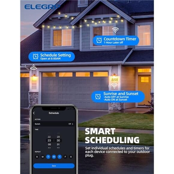 Outdoor Smart Plug Waterproof IP66, WiFi Plug with 2 Individually Sockets - Picture 5 of 7